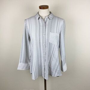 Habitat Oversized Textured Button-Up Woven Shirt - White & Black